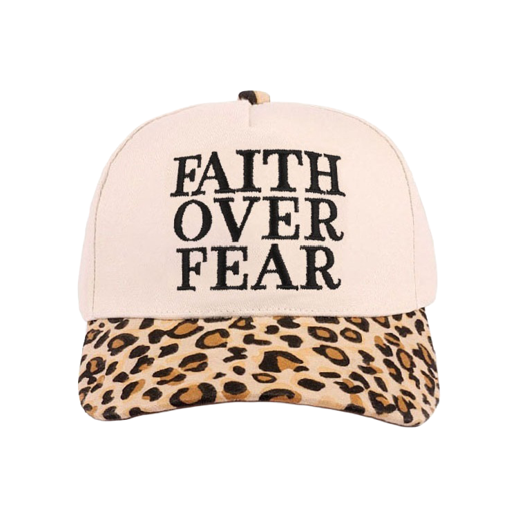 Zenana Cap Two Tone Faith Over Fear Leopard