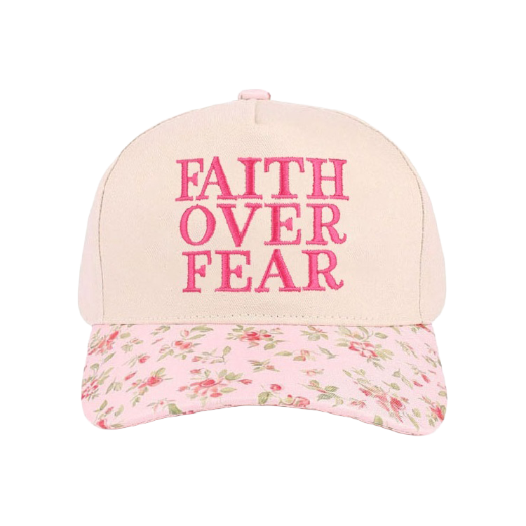 Zenana Cap Two Tone Floral Faith Over Fear