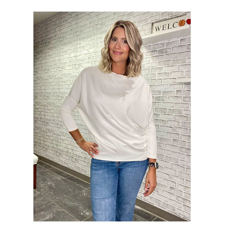 Charlotte Avery Scuba Knit Dolman Sleeve - Off-White