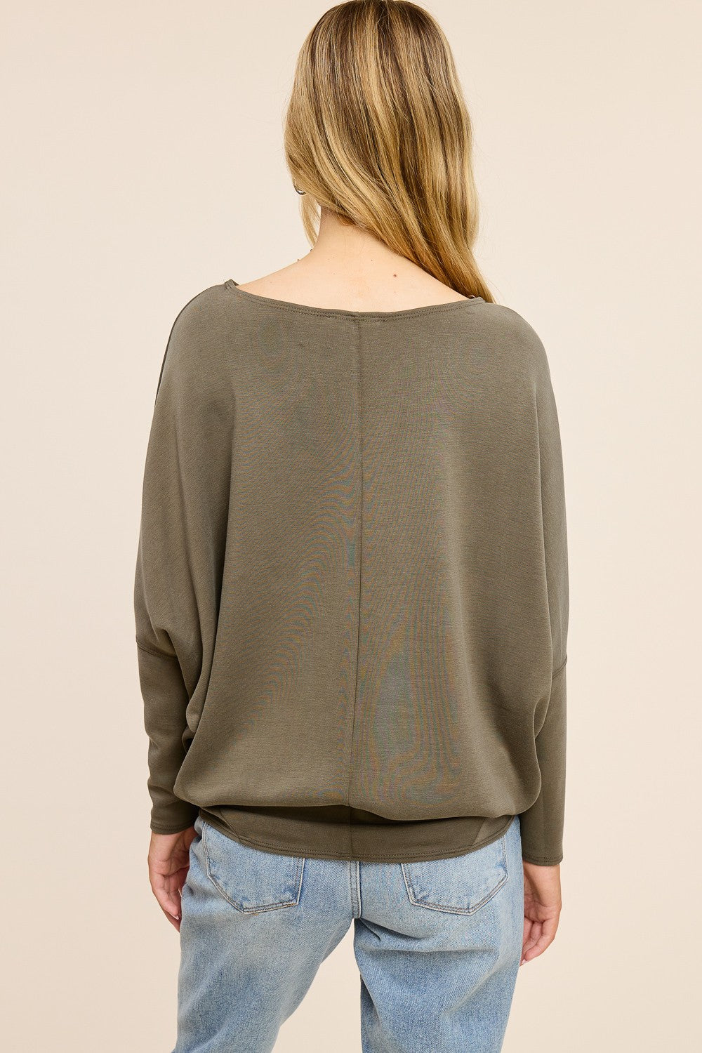 Charlotte Avery Scuba Knit Dolman Sleeve - Olive