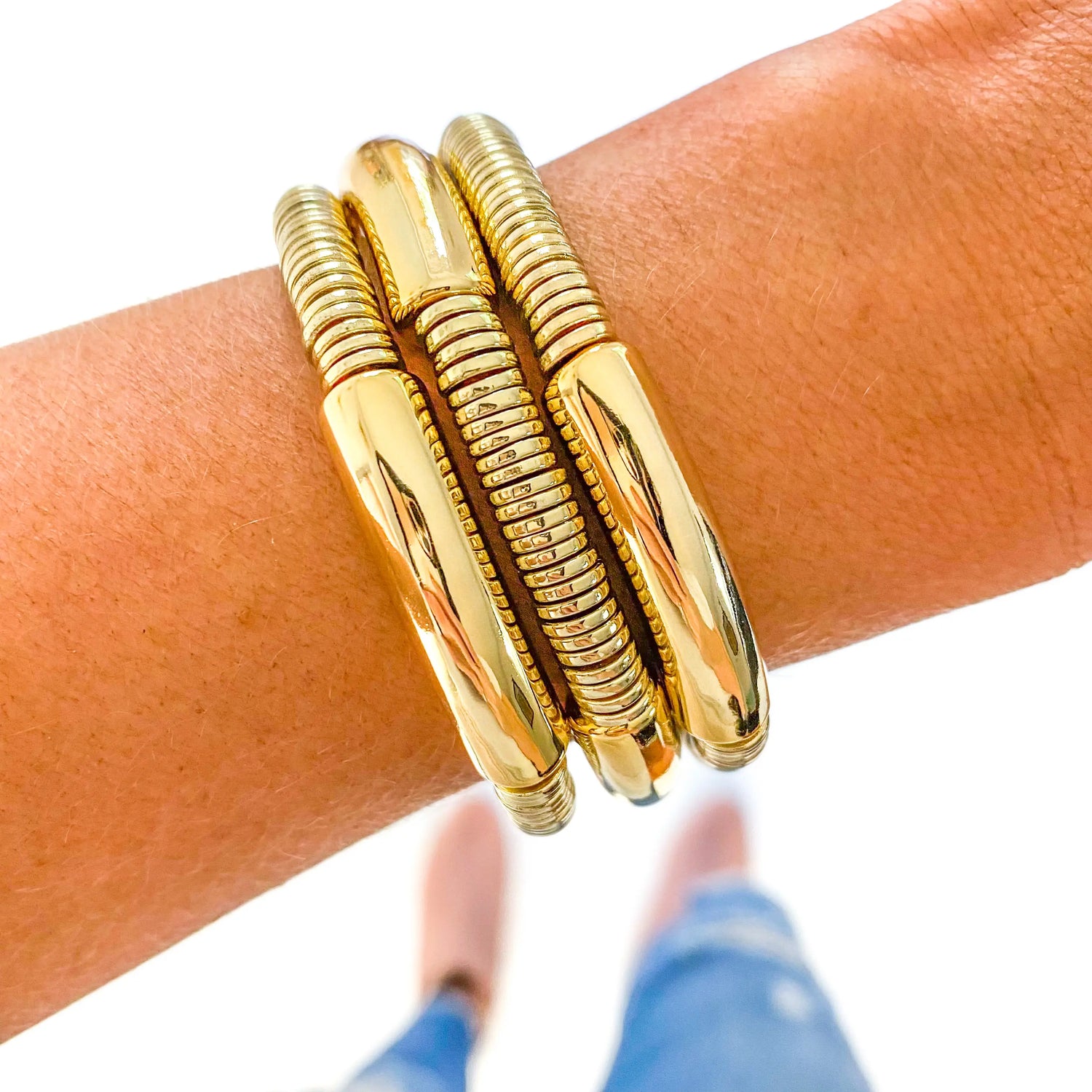 Bracelet Tube Bamboo: Gold