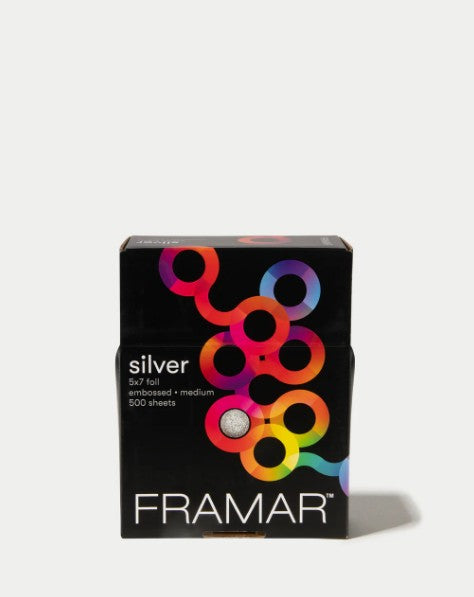 Framar 5X7 Pre-Cut Embossed Medium Silver Foil - 500 Count - PinkPro Beauty Supply