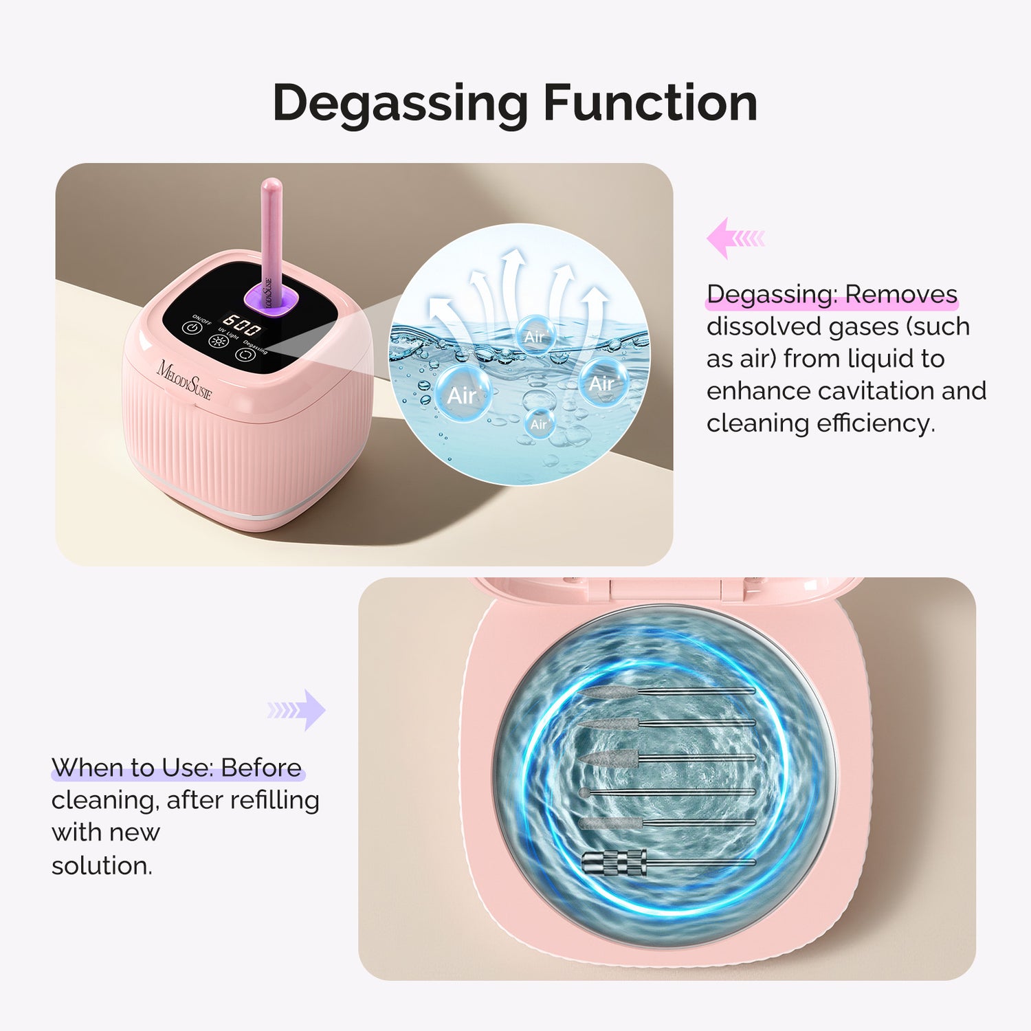 MelodySusie 2 in 1 Ultrasonic Cleaner Machine for Manicure