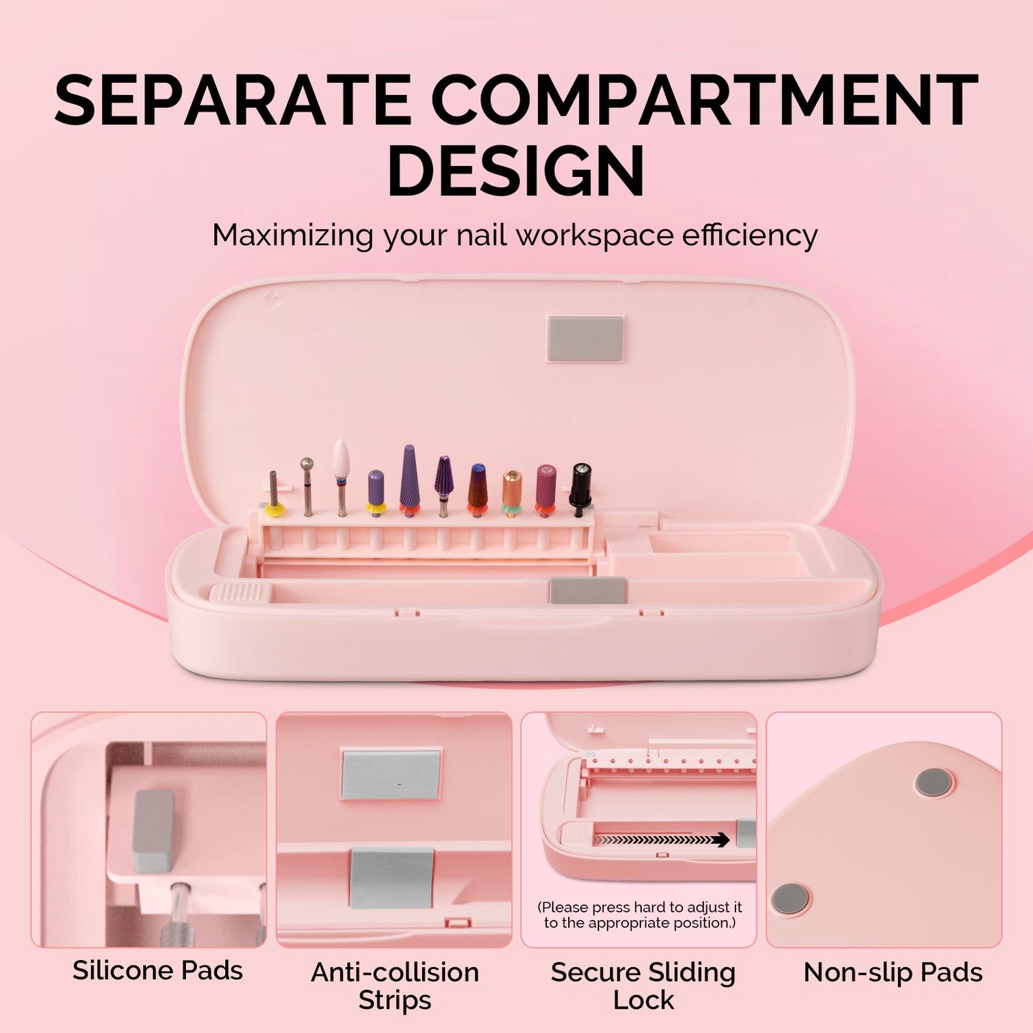 MelodySusie Acrylic Nail Tool Storage Box (ONLY BOX) - Pink