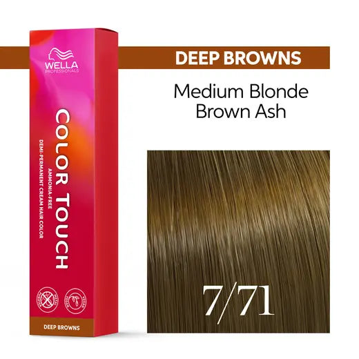 Wella Demi-Permanent Color Touch 7/71 Medium Blonde/Brown Ash 2 oz.