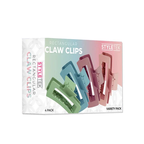 Styletek Pastel Rectangular Claw Clips - 4 Pack - PinkPro Beauty Supply