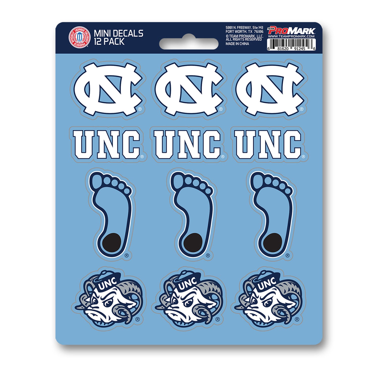 Fanmats North Carolina Tar Heels Mini Decal 12pk