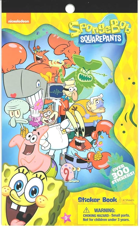 SpongeBob SquarePants sticker book with characters on a colorful background