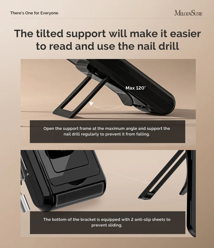 MelodySusie MB420G Rechargeable Nail Drill 40000RPM - Black - PinkPro Beauty Supply