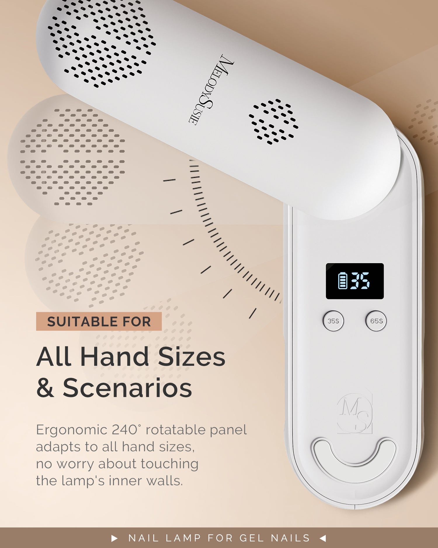 MelodySusie P-Plus20F Innovative UV Protection Rechargeable UV/LED Nail Lamp - White