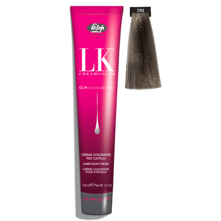 Lisap LK OPC Permanent Color 7/82 Ash Iris Blond 3.5 oz (New Icy Shade)