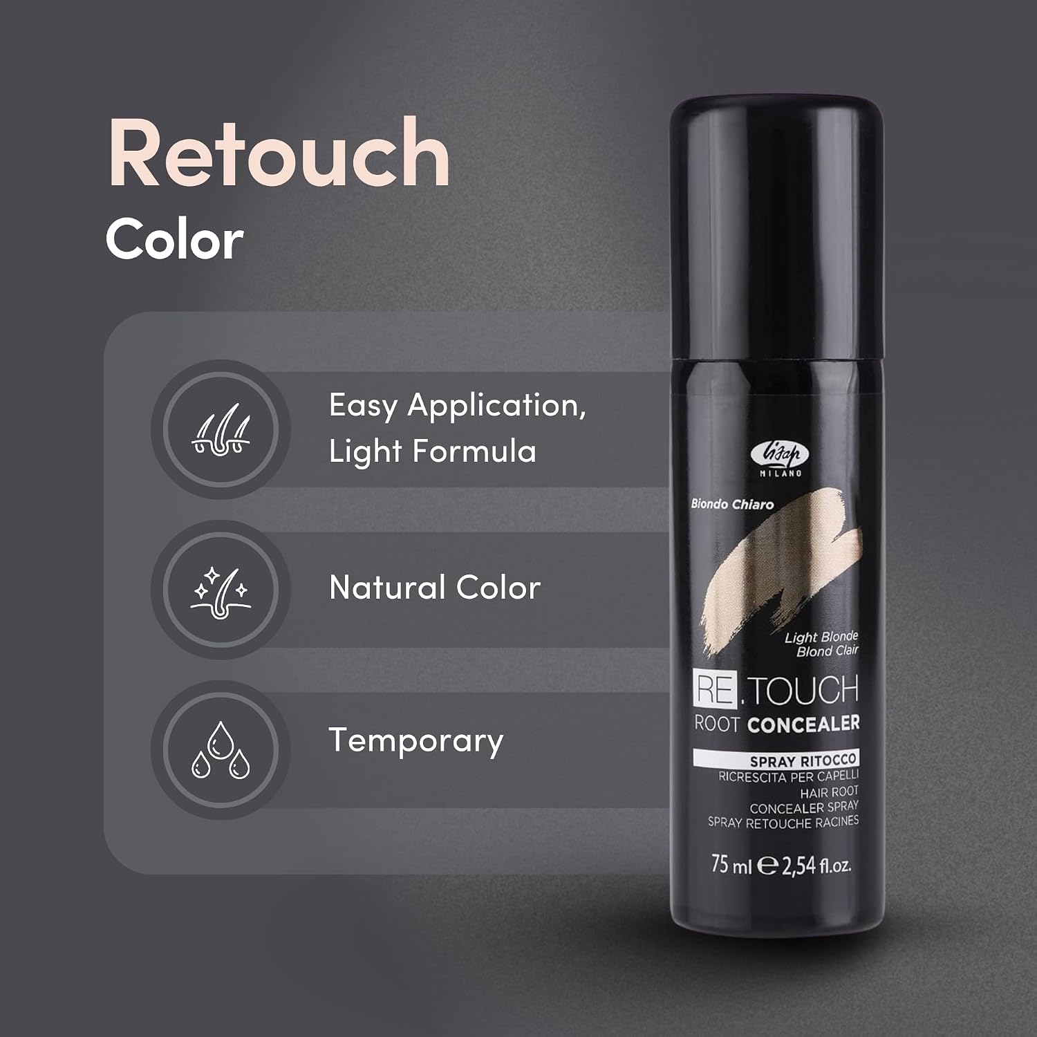Lisap ReTouch Root Spray-Black-2.54 oz