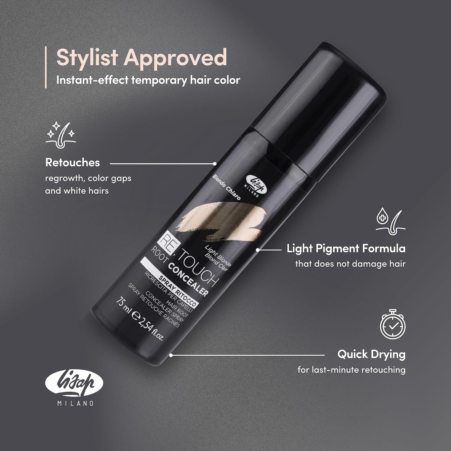 Lisap ReTouch Root Spray-Black-2.54 oz