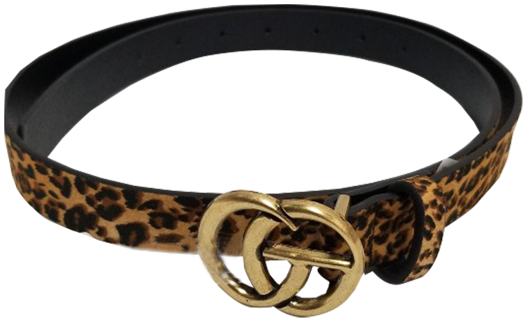 Leopard Faux Leather Gold Buckle Belt