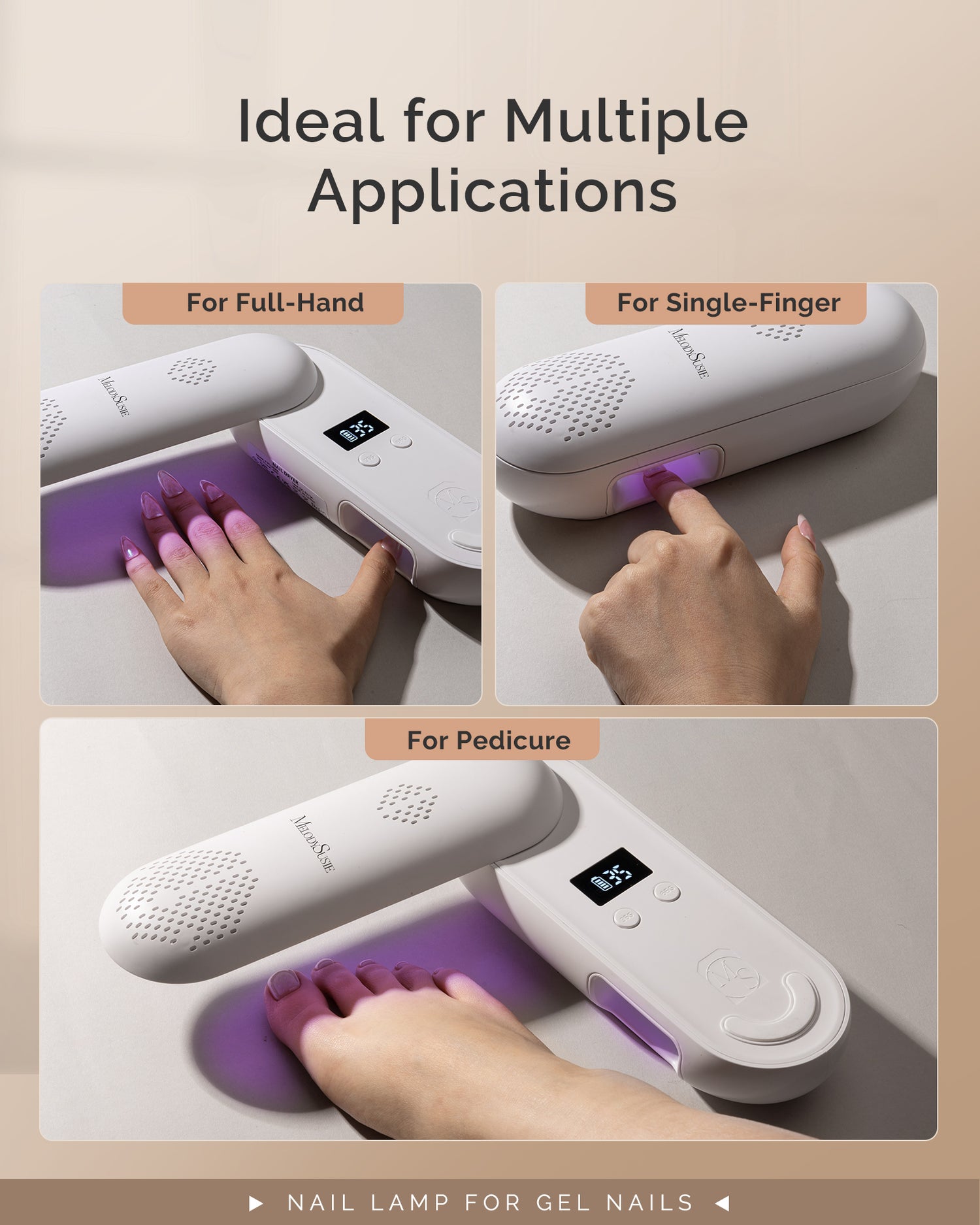 MelodySusie P-Plus20F Innovative UV Protection Rechargeable UV/LED Nail Lamp - White