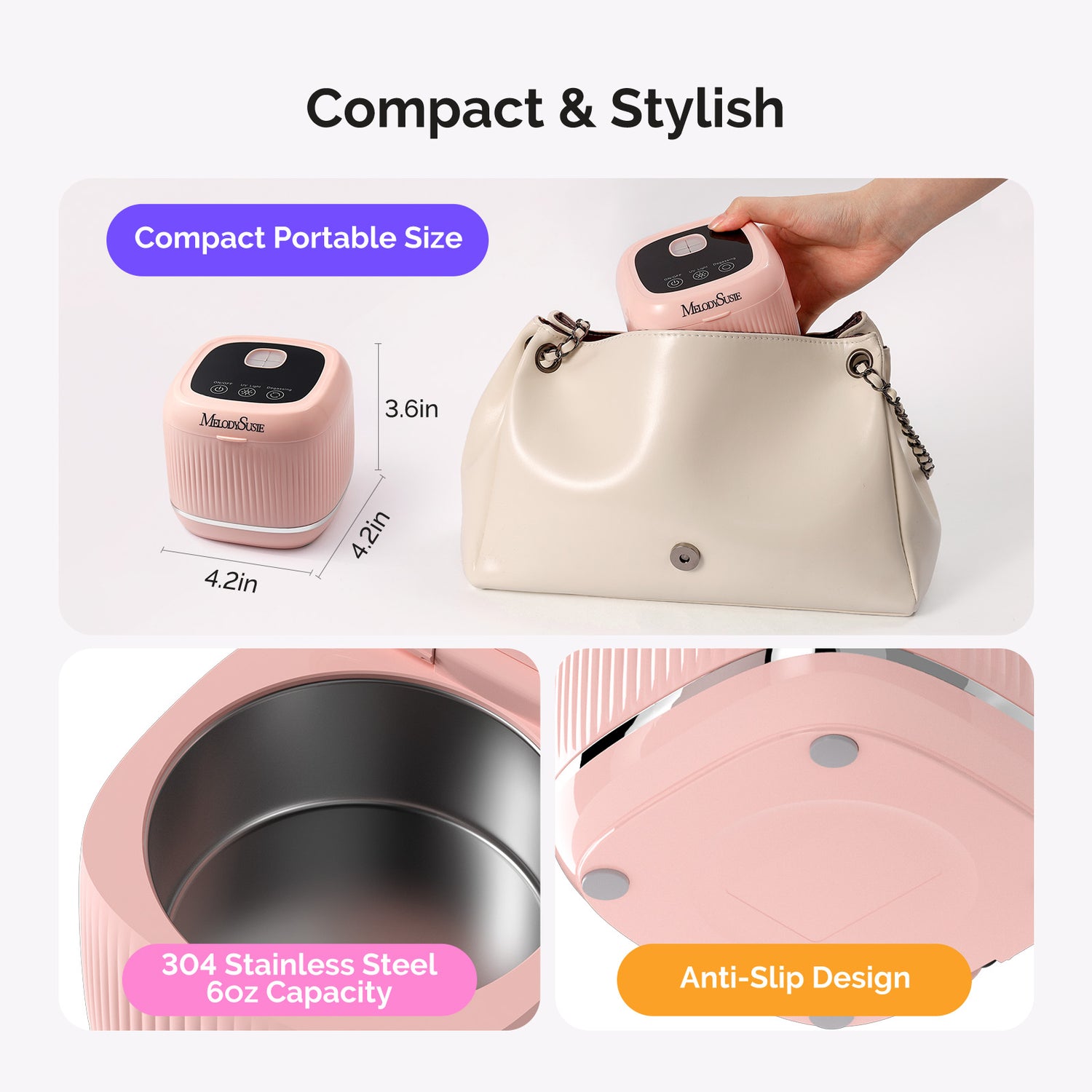 MelodySusie 2 in 1 Ultrasonic Cleaner Machine for Manicure