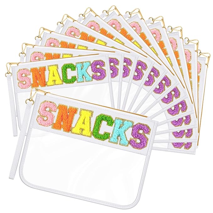Embroidered Snack Bag Clear with White Trim - PinkPro Beauty Supply