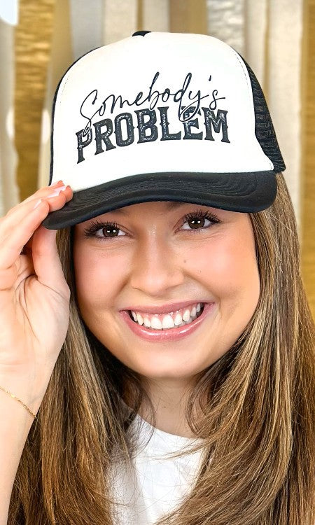 Trucker Hat Somebody's Problem - Black/White PinkPro Beauty Supply