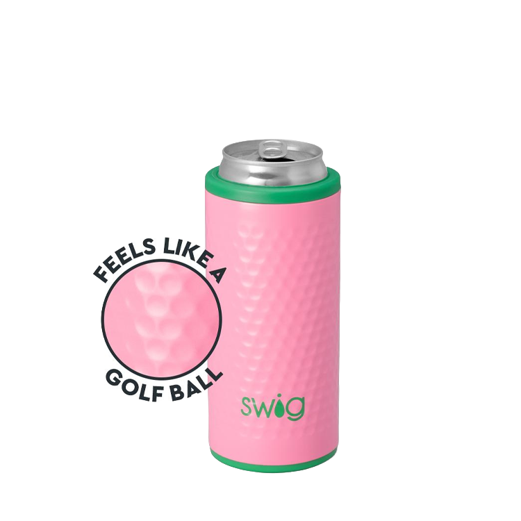 Swig Life Skinny Can Cooler - Pink Golf Ball 12 oz.