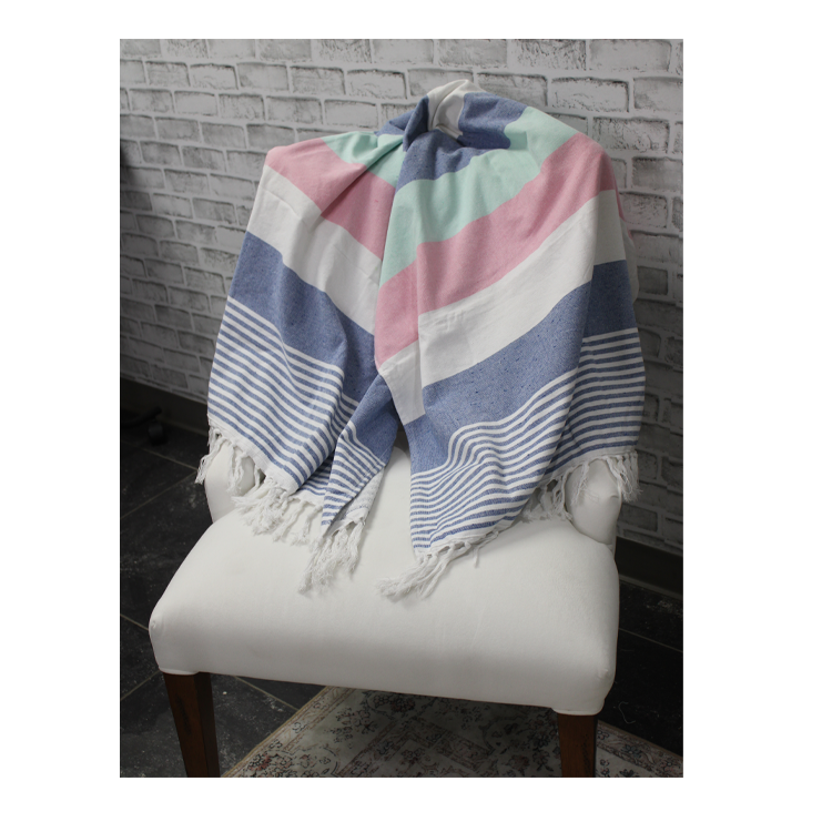 Beach Towel Striped Terry Fringe - Pink - PinkPro Beauty Supply