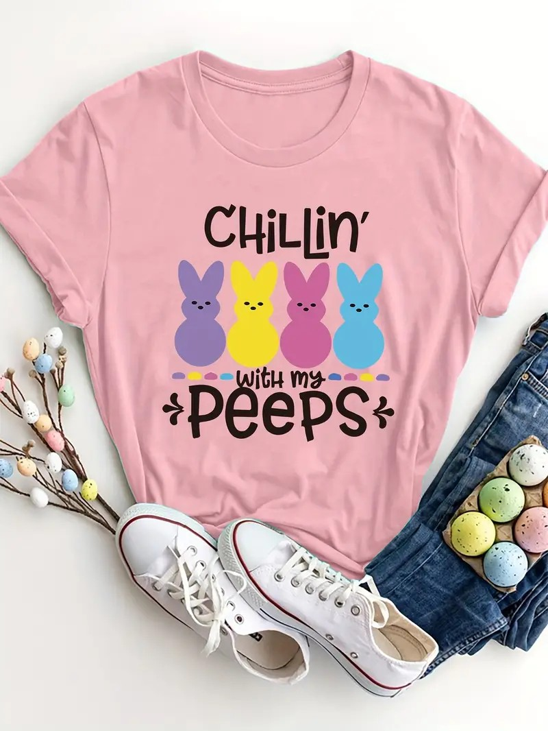 Graphic T-shirt Easter Chilling with my Peeps - PinkPro Beauty Supply