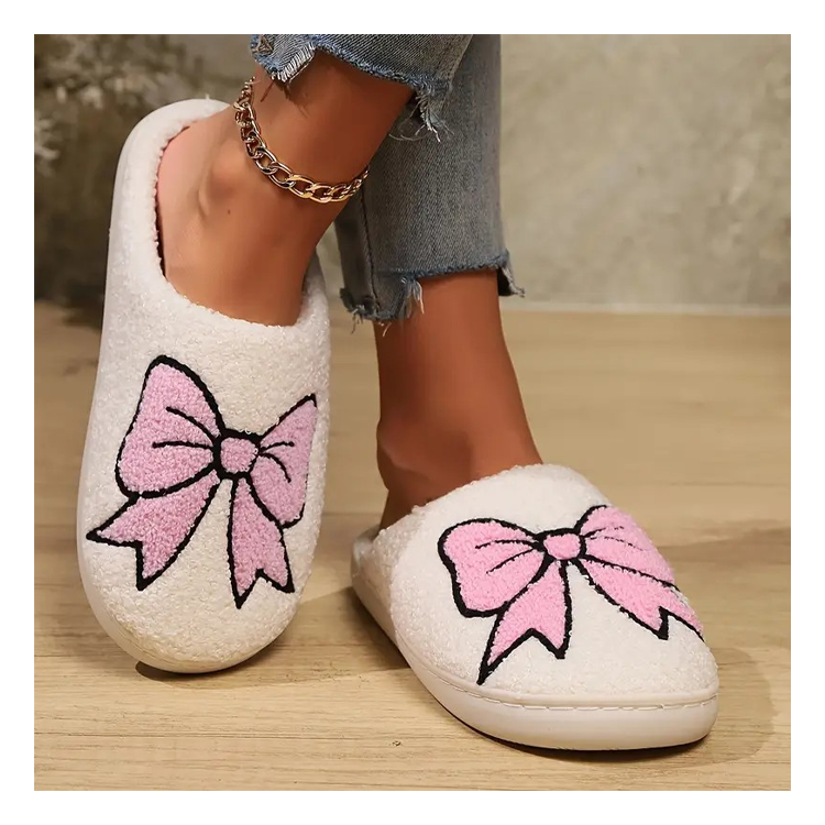 Pink Bow Slippers - L/XL - PinkPro Beauty Supply