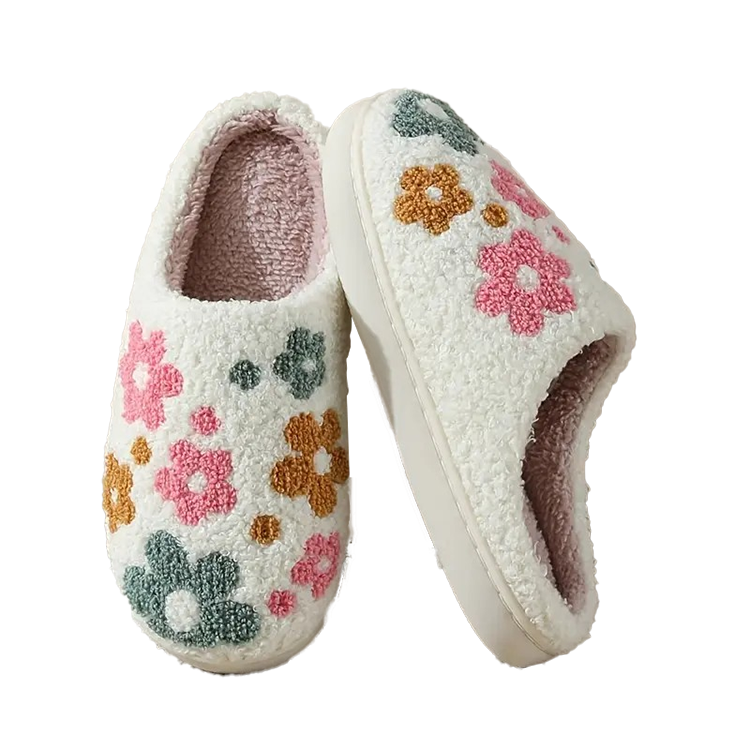 Floral Pattern Slippers - S/M - PinkPro Beauty Supply