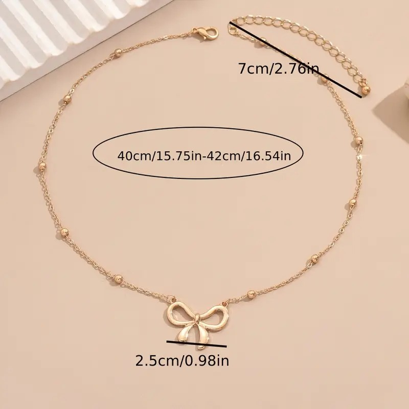Gold Bow Knot Necklace Pendant - PinkPro Beauty Supply