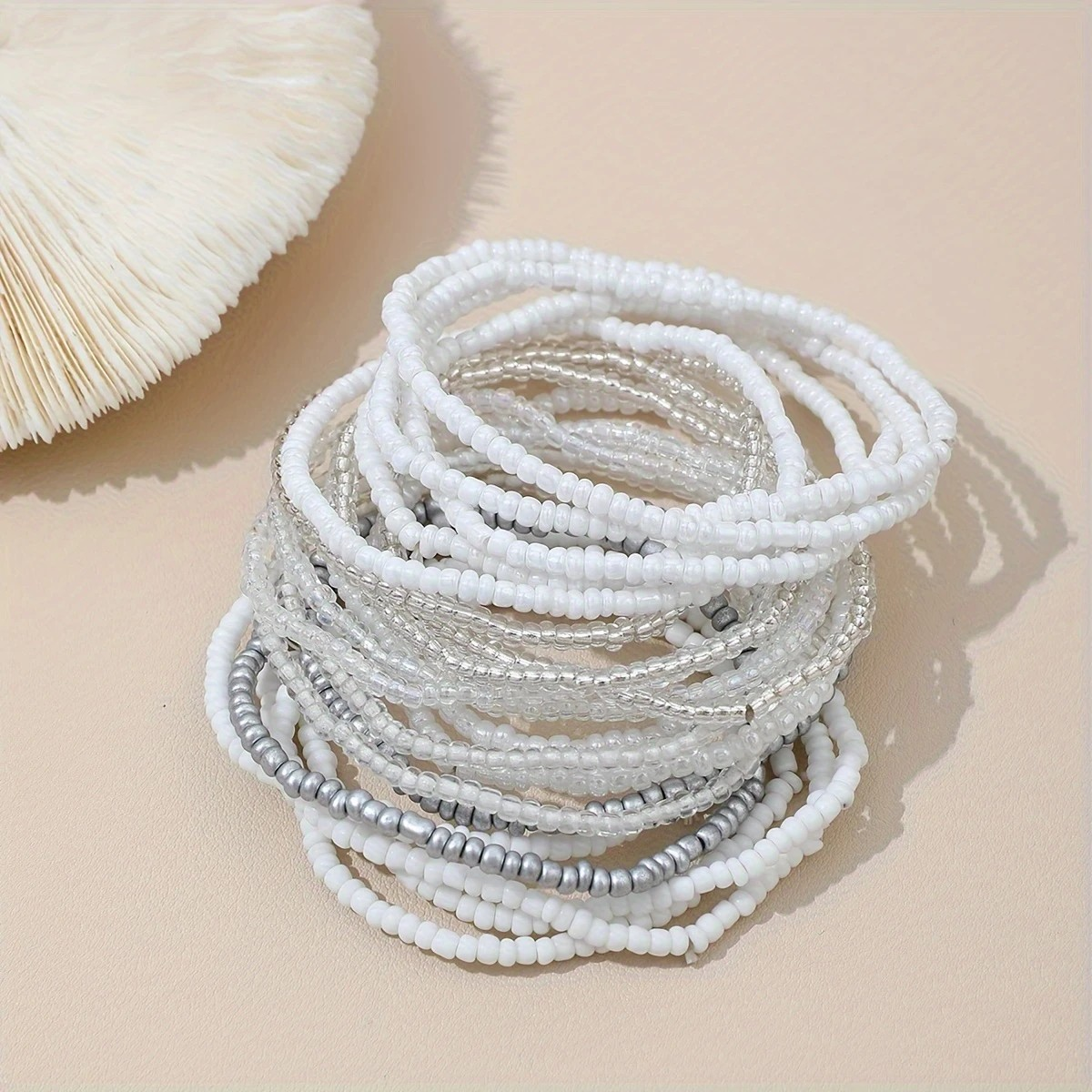 Bracelet Set Stretch Stack White - 20 Pieces - PinkPro Beauty Supply