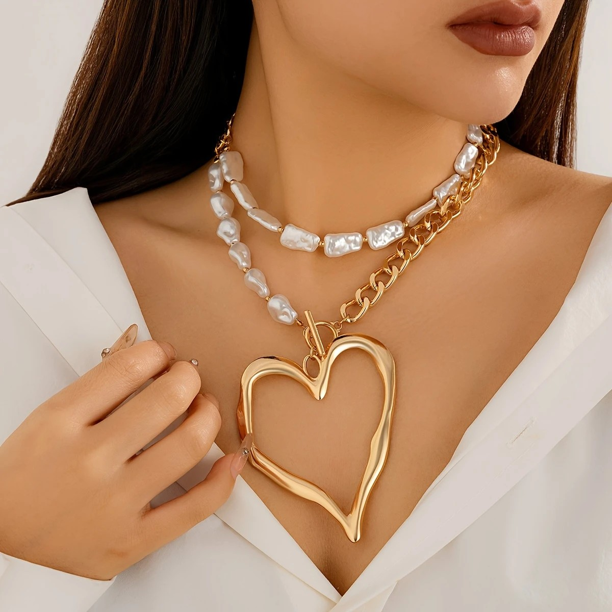 Hollow Heart Necklace Bead Chain - 2 Pieces PinkPro Beauty Supply