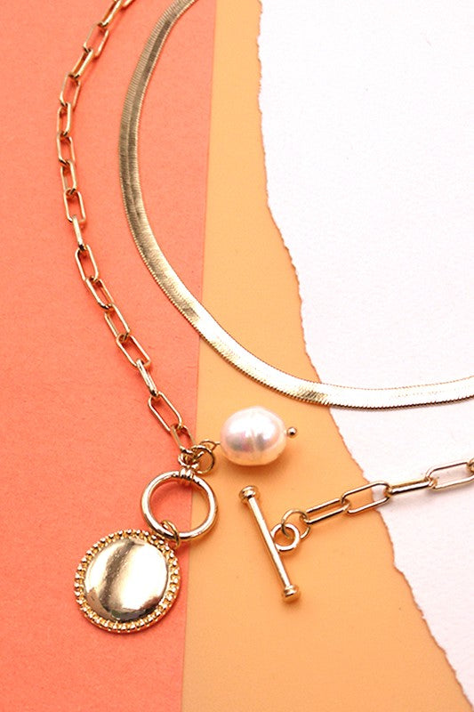 Double Layer Pearl Pendant Necklace