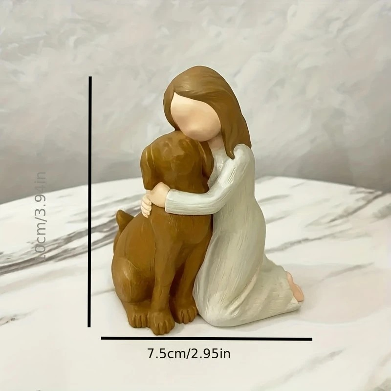 Gift Figurine - Heartfelt Girl & Brown Dog - PinkPro Beauty Supply