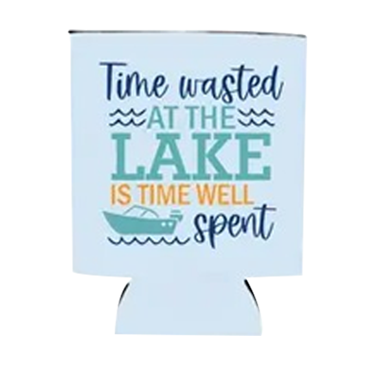 Gift Coozie Relax You're One Lake Time/Time Wasted at the Lake is Time Well Spent Double-sided - PinkPro Beauty Supply