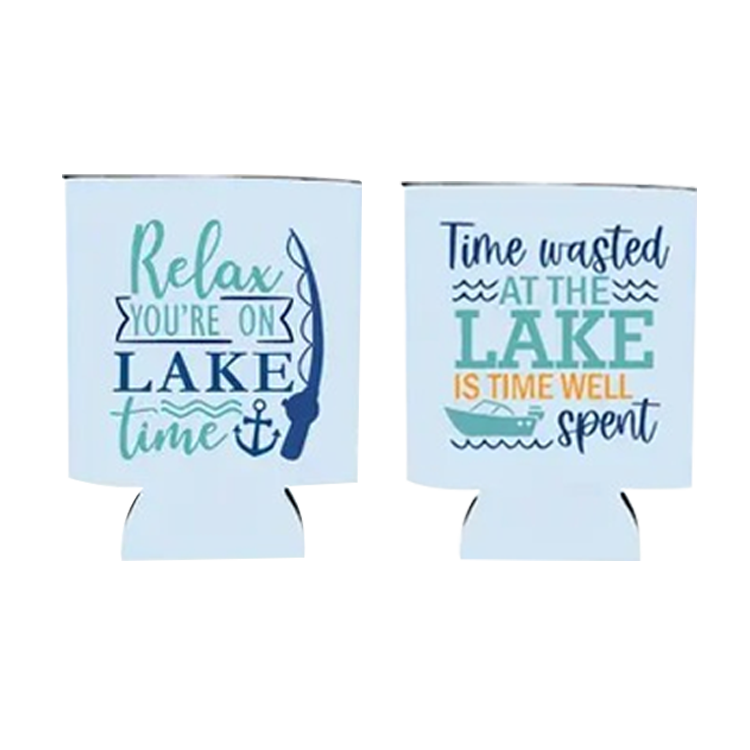 Gift Coozie Relax You're One Lake Time/Time Wasted at the Lake is Time Well Spent Double-sided - PinkPro Beauty Supply