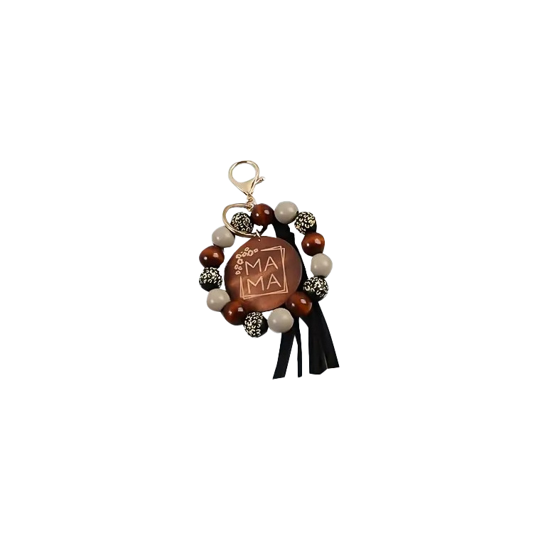 Bracelet Keychain Wooden Bead Mama Black - PinkPro Beauty Supply