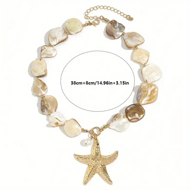 Necklace Golden Starfish Shell Beads - PinkPro Beauty Supply