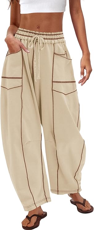 High Waisted Khaki Barrel Sweatpants