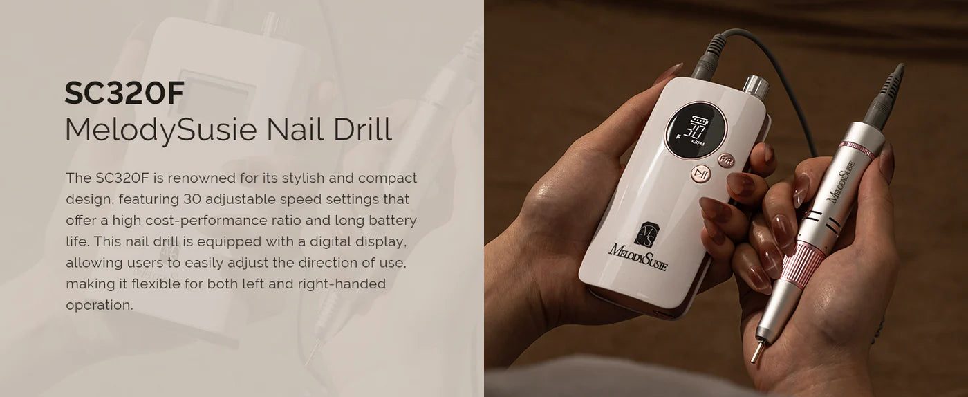 MelodySusie (SC320F) Rechargeable Nail Drill 30000RPM - Pink - PinkPro Beauty Supply