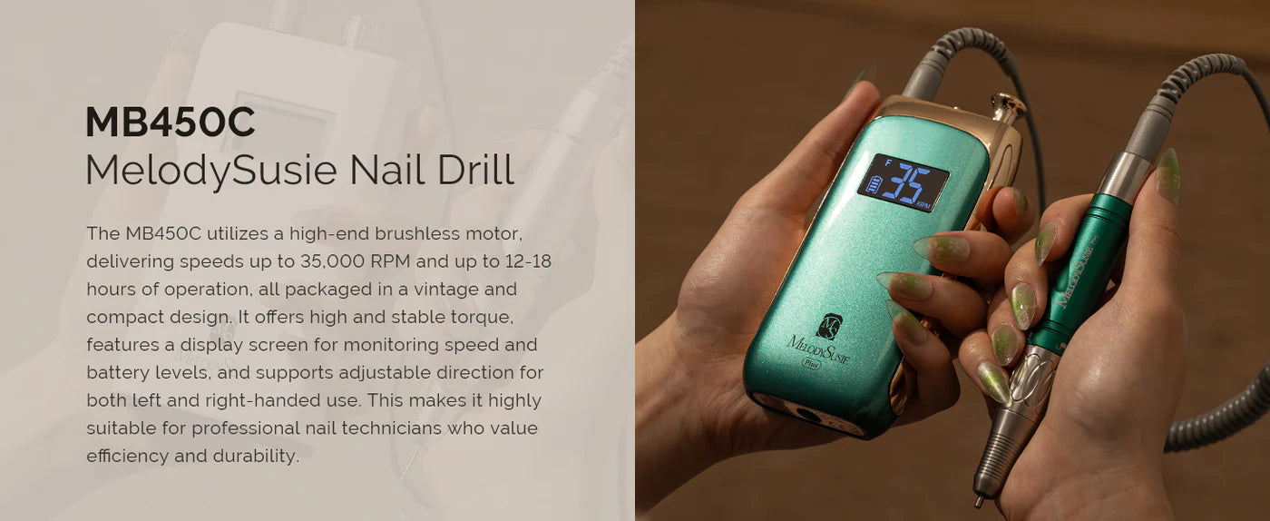 MelodySusie (MB450C) Rechargeable Nail Drill 35,000RPM - Jade Plus - PinkPro Beauty Supply