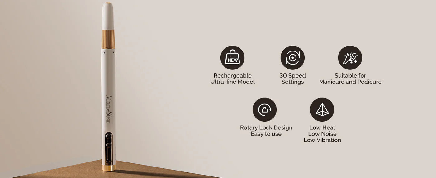 MelodySusie Rechargeable 30000RPM Nail Drill - White - PinkPro Beauty Supply