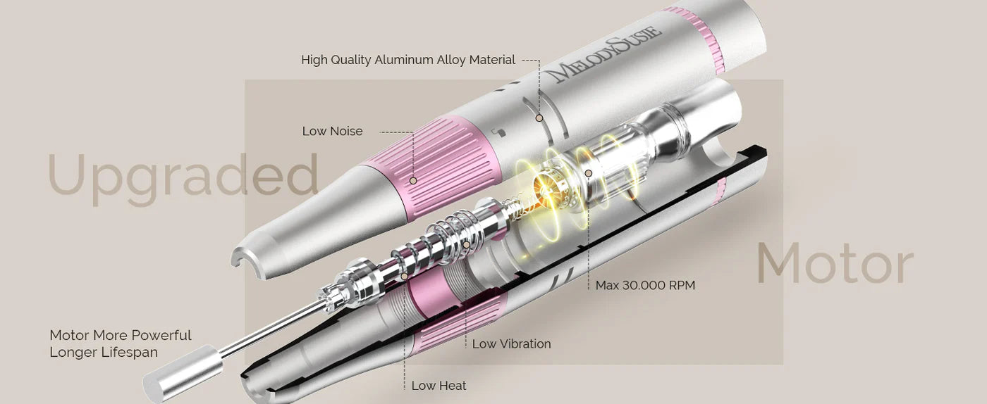 MelodySusie (SC320F) Rechargeable Nail Drill 30000RPM - Pink - PinkPro Beauty Supply
