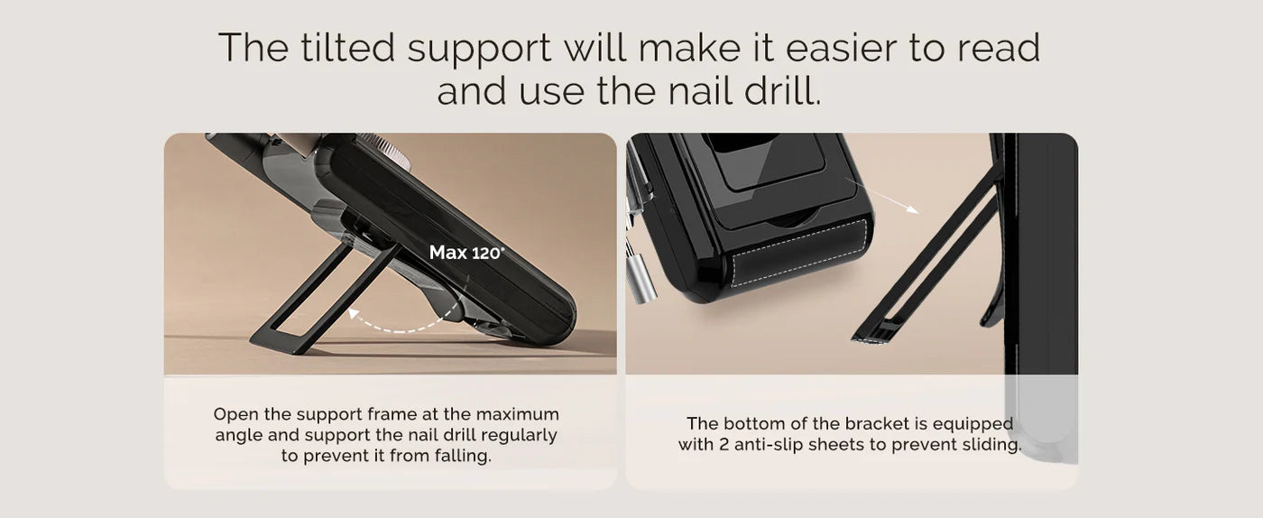 MelodySusie MB420G Rechargeable Nail Drill 40000RPM - Black - PinkPro Beauty Supply