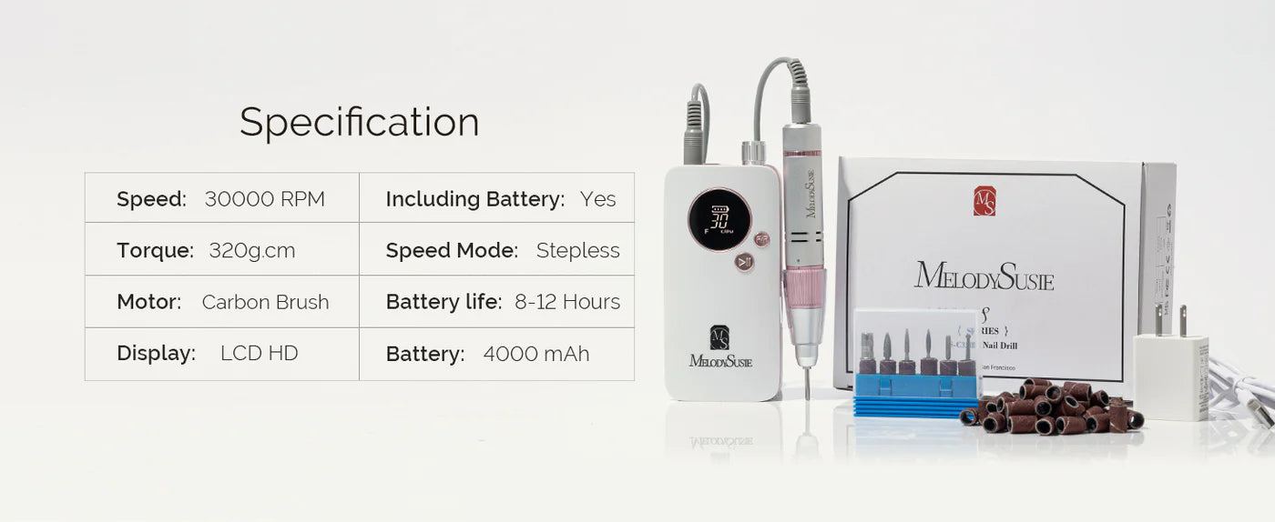MelodySusie (SC320F) Rechargeable Nail Drill 30000RPM - Pink - PinkPro Beauty Supply