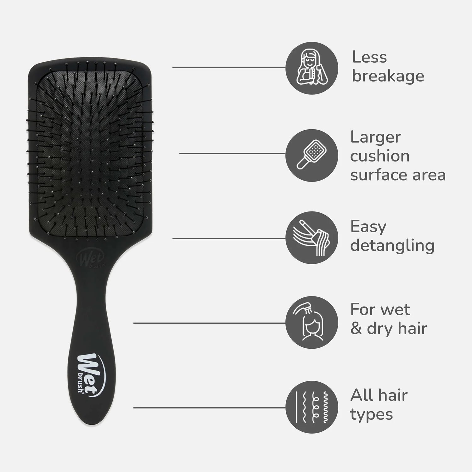 Wet Brush Paddle Detangler - Frost Black