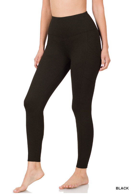 Zenana Microfiber Leggings with Pockets - Black