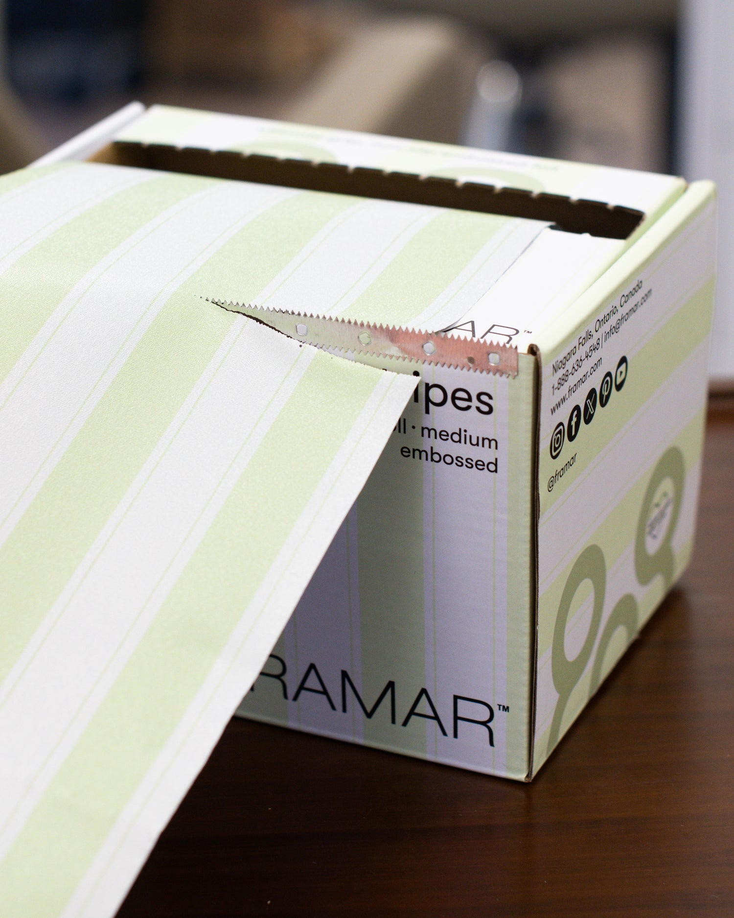 Framar Celery Stripes Embossed Roll 320 Feet