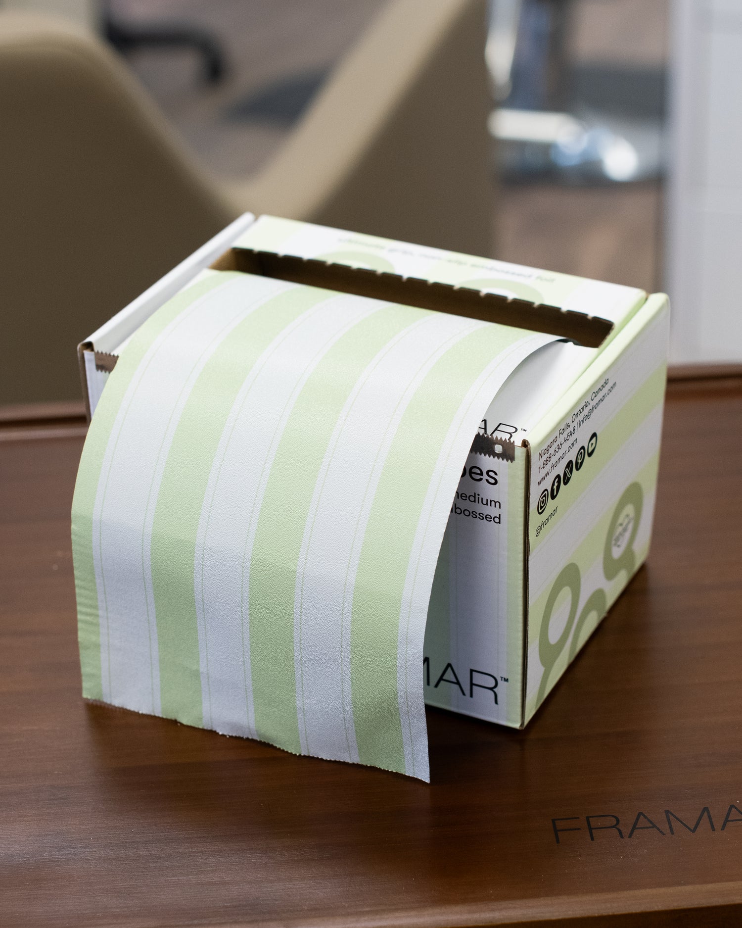 Framar Celery Stripes Embossed Roll 320 Feet