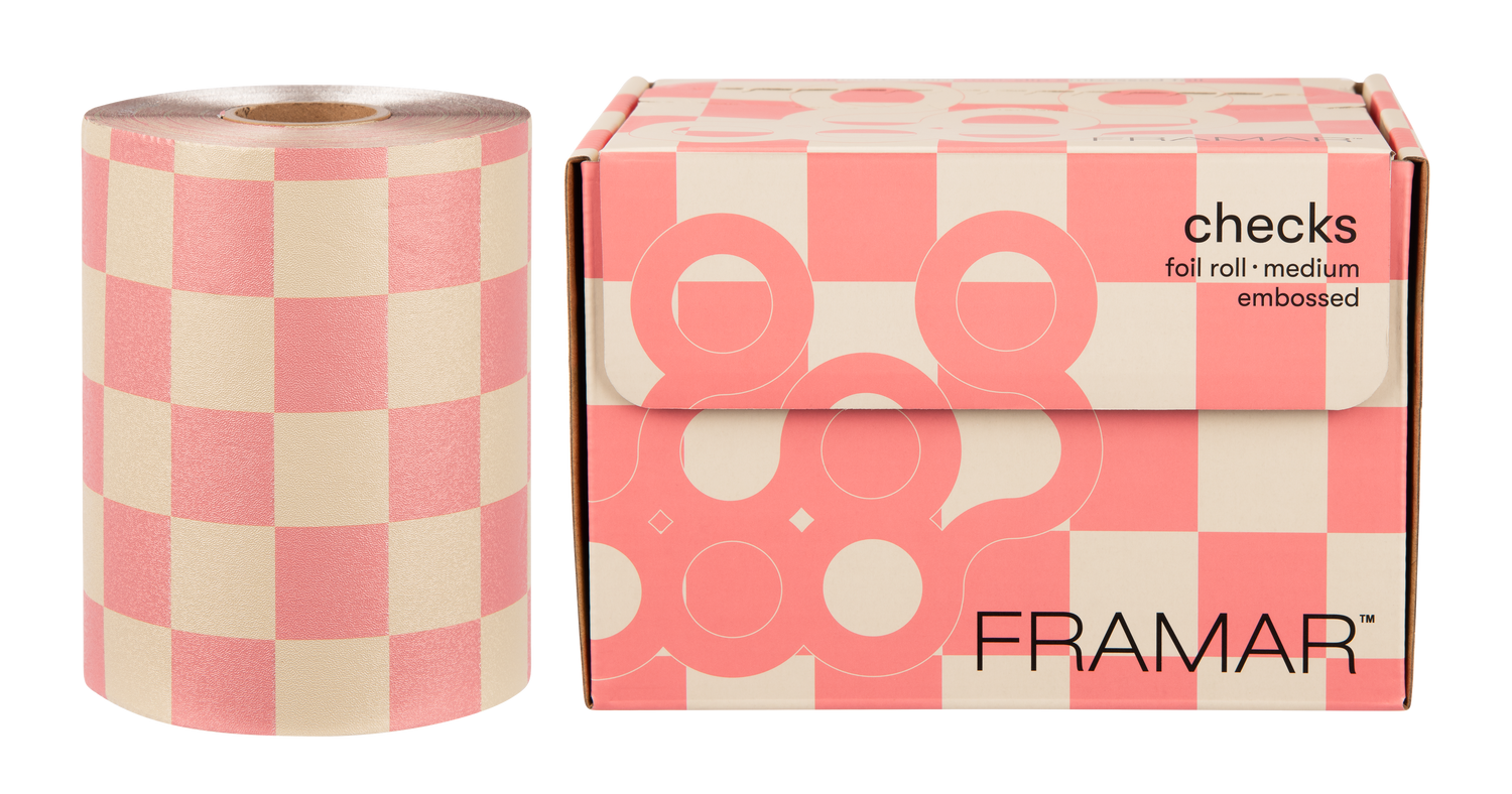Framar Checkered Beige Pink Embossed Roll 320 ft