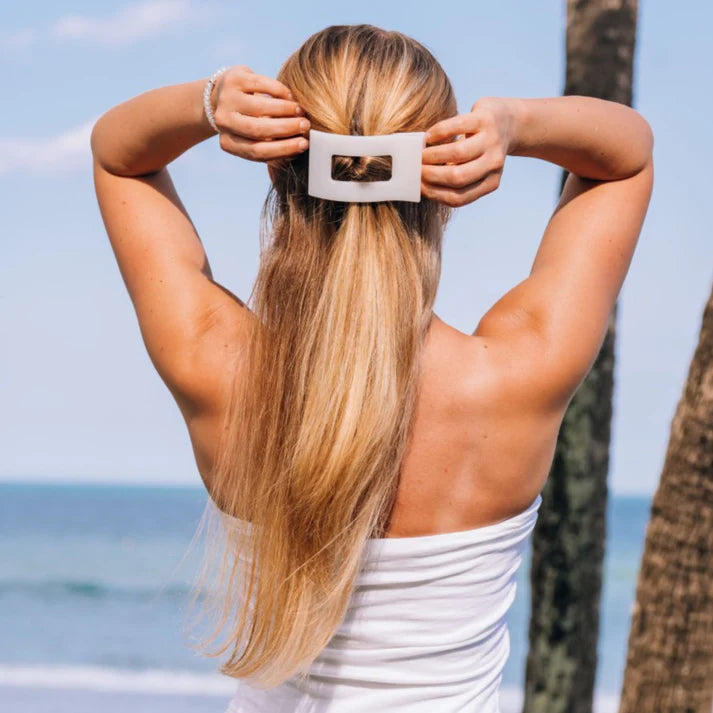 Teleties Rectangle Flat Coconut White Hair Clip Large - PinkPro Beauty Supply