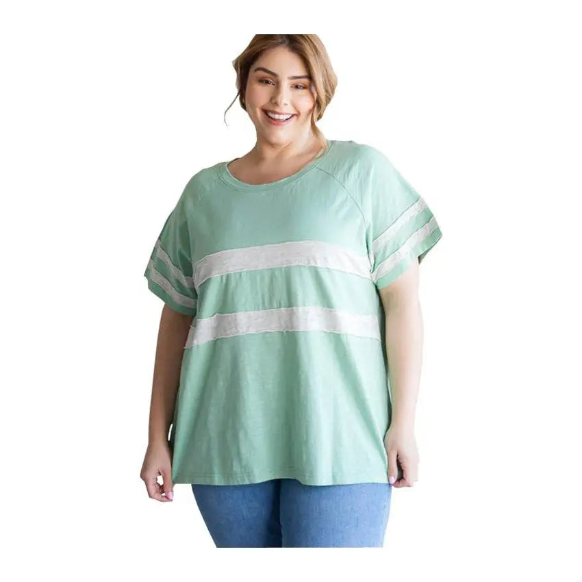 Cotton Bleu Colorblock T-Shirt Green Cotton Bleu